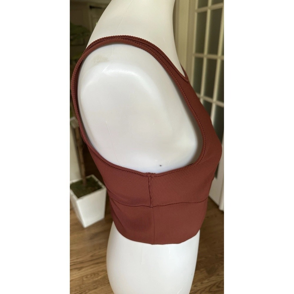 Lululemon Power Pivot Tank Ribbed Red Brown Size 10 NWT Cropped Reversible - Picture 4 of 7